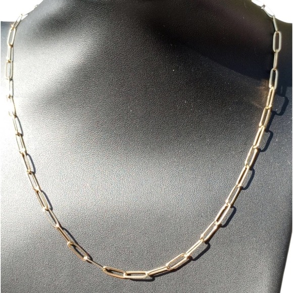 18k Gold paperclip style gold chain Plated can bundle with other chains last pic - Picture 2 of 5